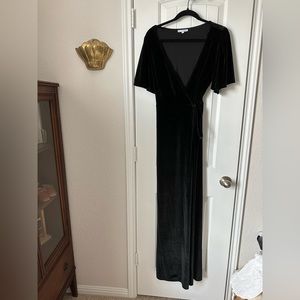 Baltic Born Meghan Velvet Wrap Maxi Dress Black